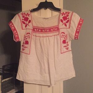 Madewell, size small white with red detail top